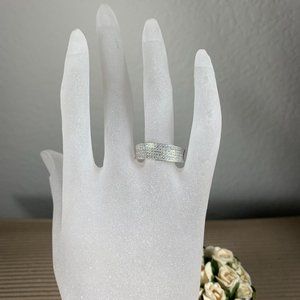 NEW Size 7 Pave CZ Cubic Zirconia Band Ring in Sterling Silver